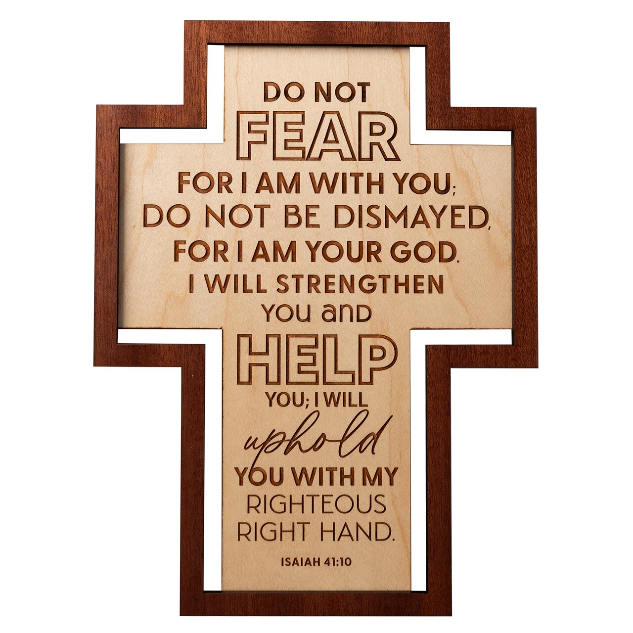 Dexsa Do Not Fear Inspirational Laser-Cut Wood Cross Plaque 7.5 inches x 10 inches